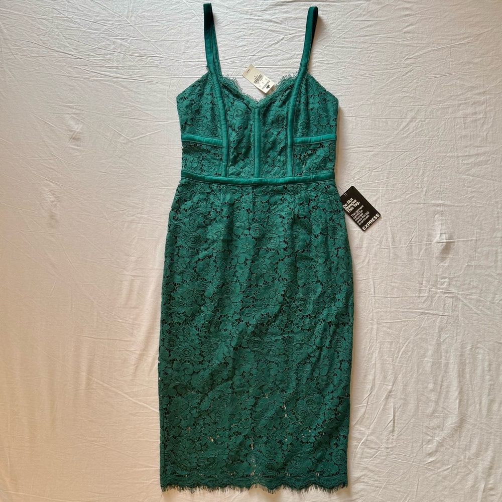 NWT Express Emerald Lace Midi Dress